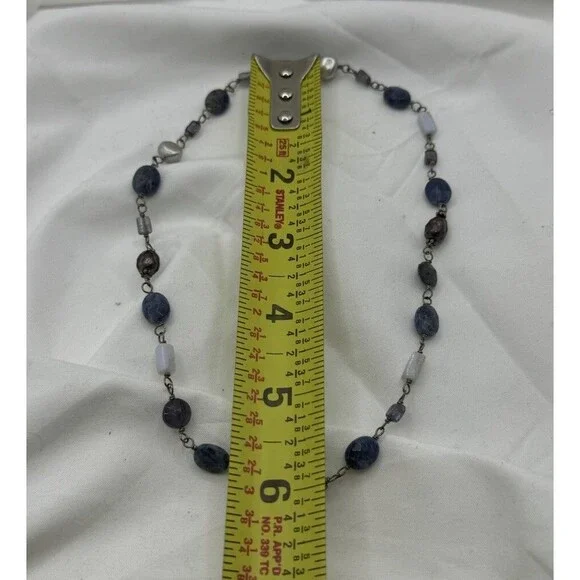 Silpada Sterling Silver Sodalite Blue Lace Agate Pearl Iolite Bead Necklace - Picture 4 of 6